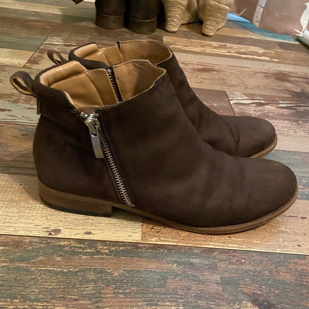 Franco Sarto Keegan Leather Ankle Boots Women | Color:Chocolate Brown | Size:8.5